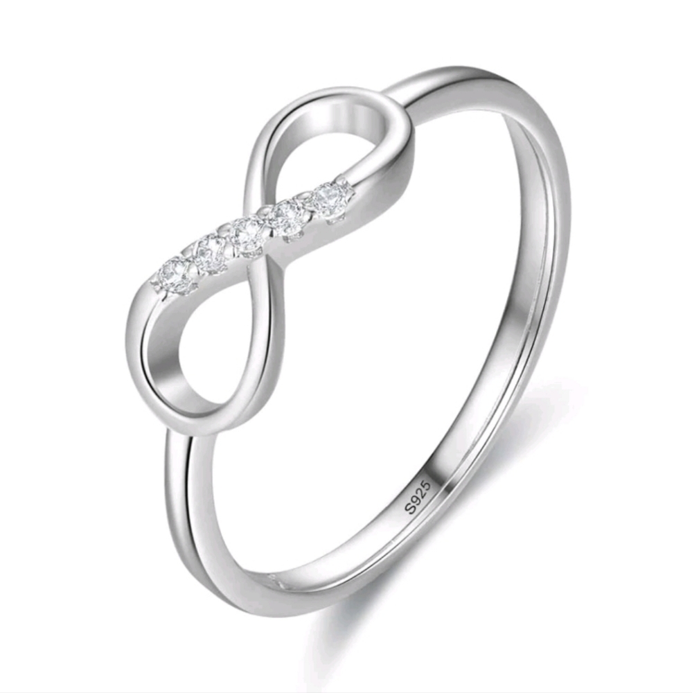 Sterling Silver Infinity Ring With Simulated Diam… - image 1